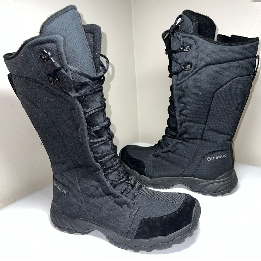 ICEBUG Avila 2 Women's Size 9.5 Side Zip Winter Boots Lace Up Front BLK GUC